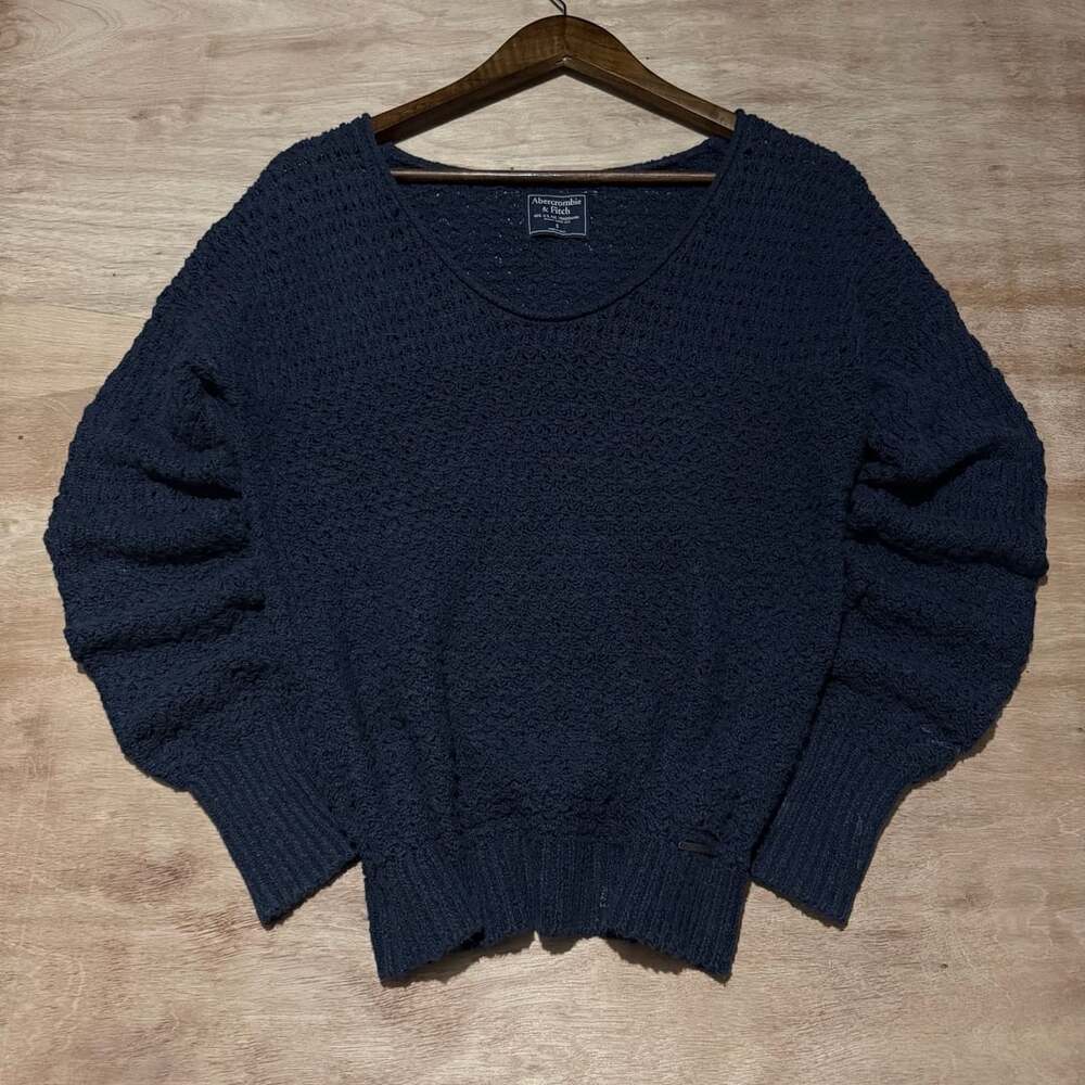 Abercrombie & Fitch Women's S Navy Open Knit Scoop Neck Sweater